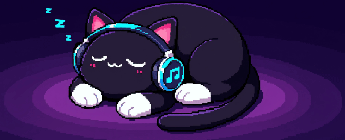 Gilbert, the SoundRelay cat, asleep wearing headphones